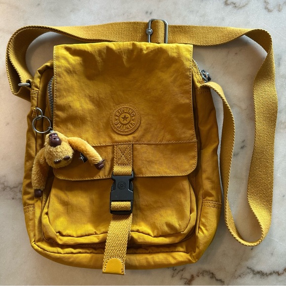 Kipling Handbags - Kipling Yellow Crossbody Bag with Monkey Keychain
